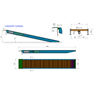 Alumiiniramppi kaksiosainen 5500mm x 410mm 4350kg