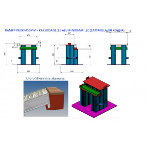 Alumiiniramppi kaksiosainen 5500mm x 410mm 4350kg